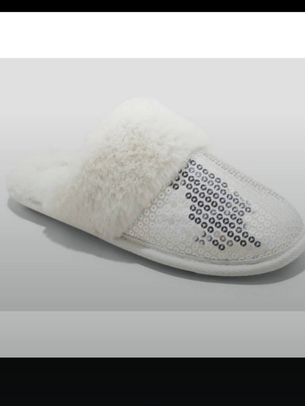 Auden White Faux-Fur Sequin Slide Slippers
